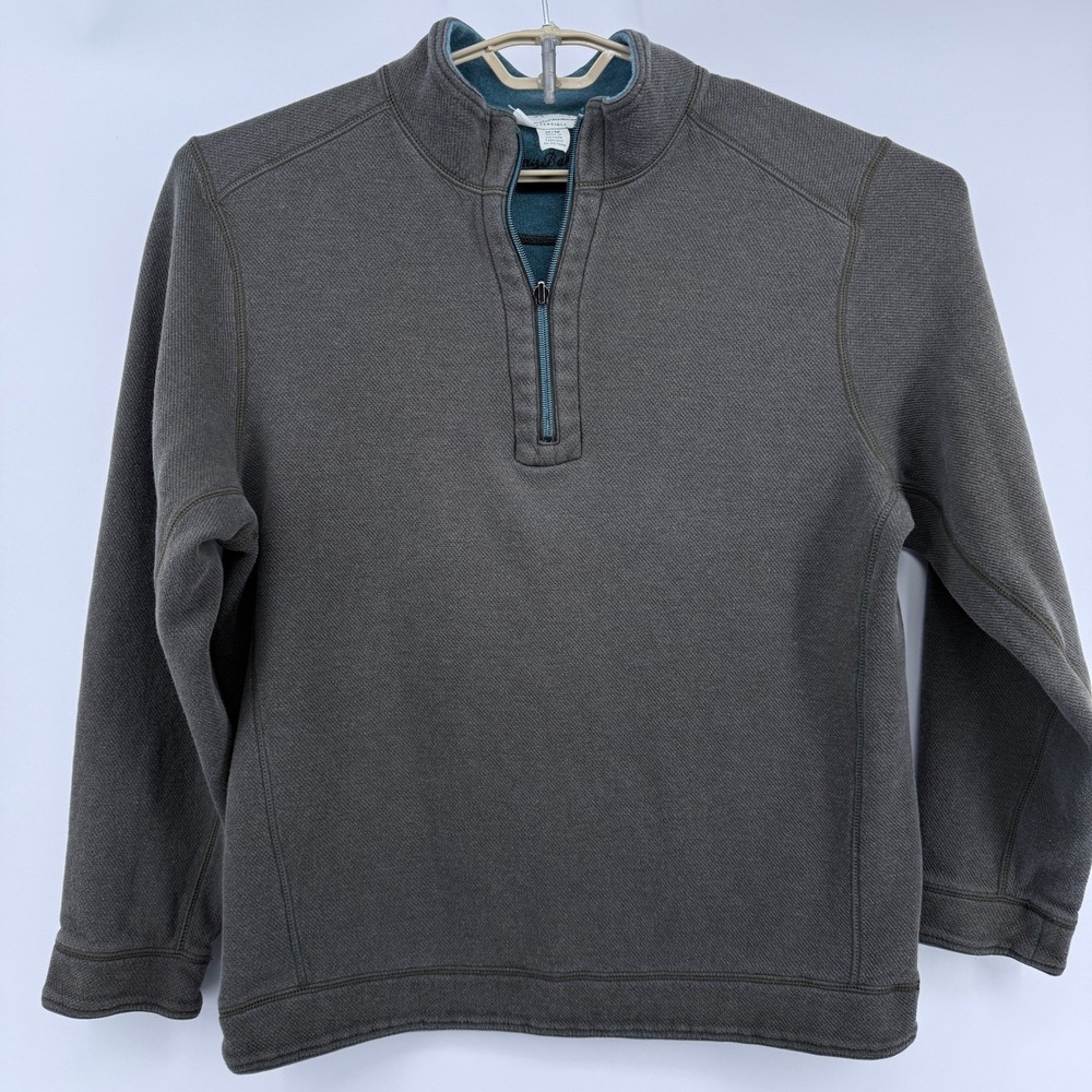 Tommy Bahama Sweatshirt Mens M Reversible Quarter Zip Pullover Gray Blue - Picture 2 of 9